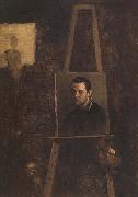Self-Portrait on an Easel in a Workshop Annibale Carracci